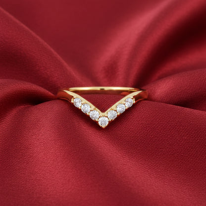 14K Yellow Diamond Contour Band