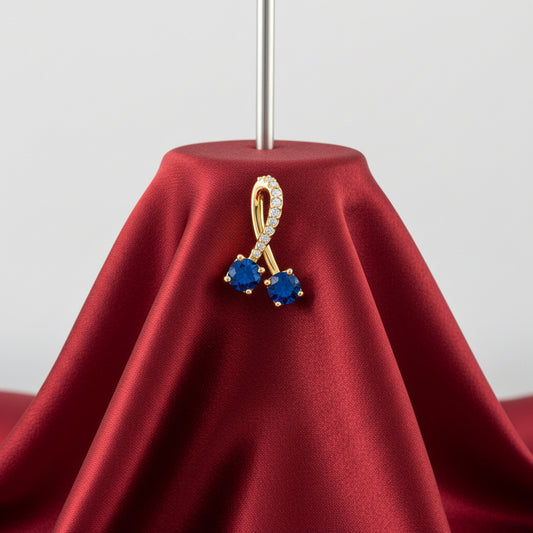 14K Yellow  Blue Sapphire & Diamond Pendant