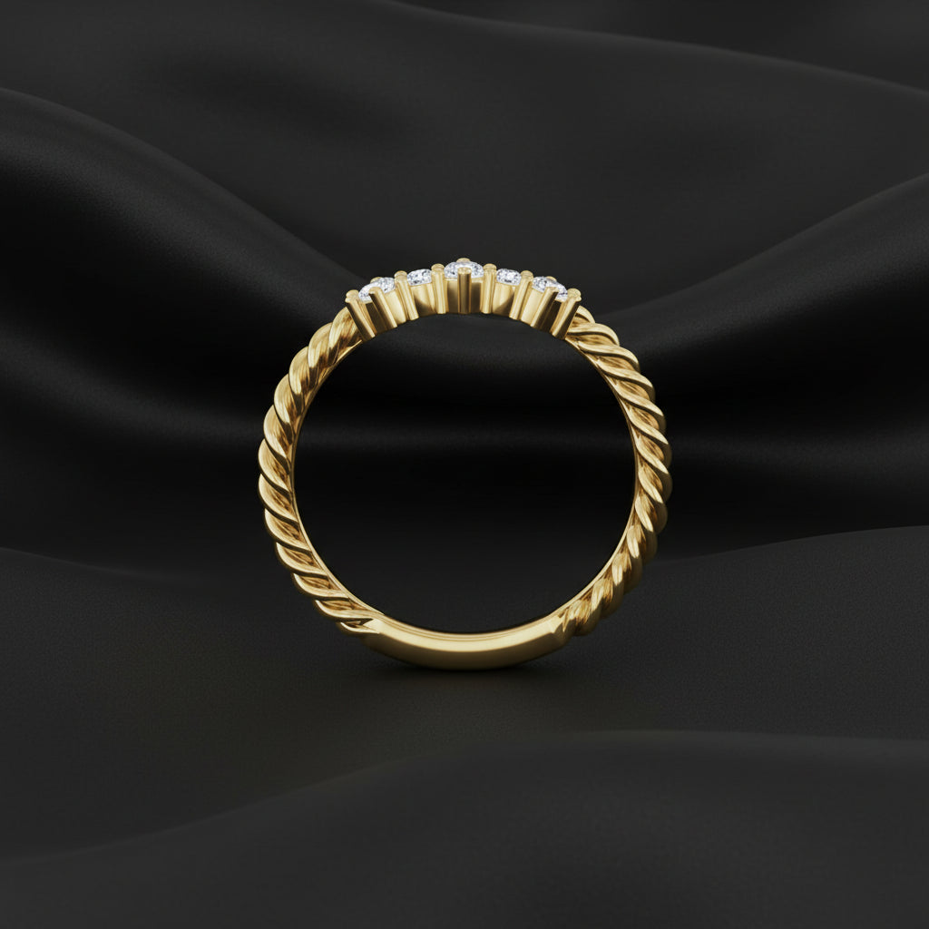 14K Yellow Diamond Rope Anniversary ring