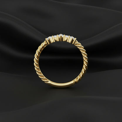14K Yellow Diamond Rope Anniversary ring