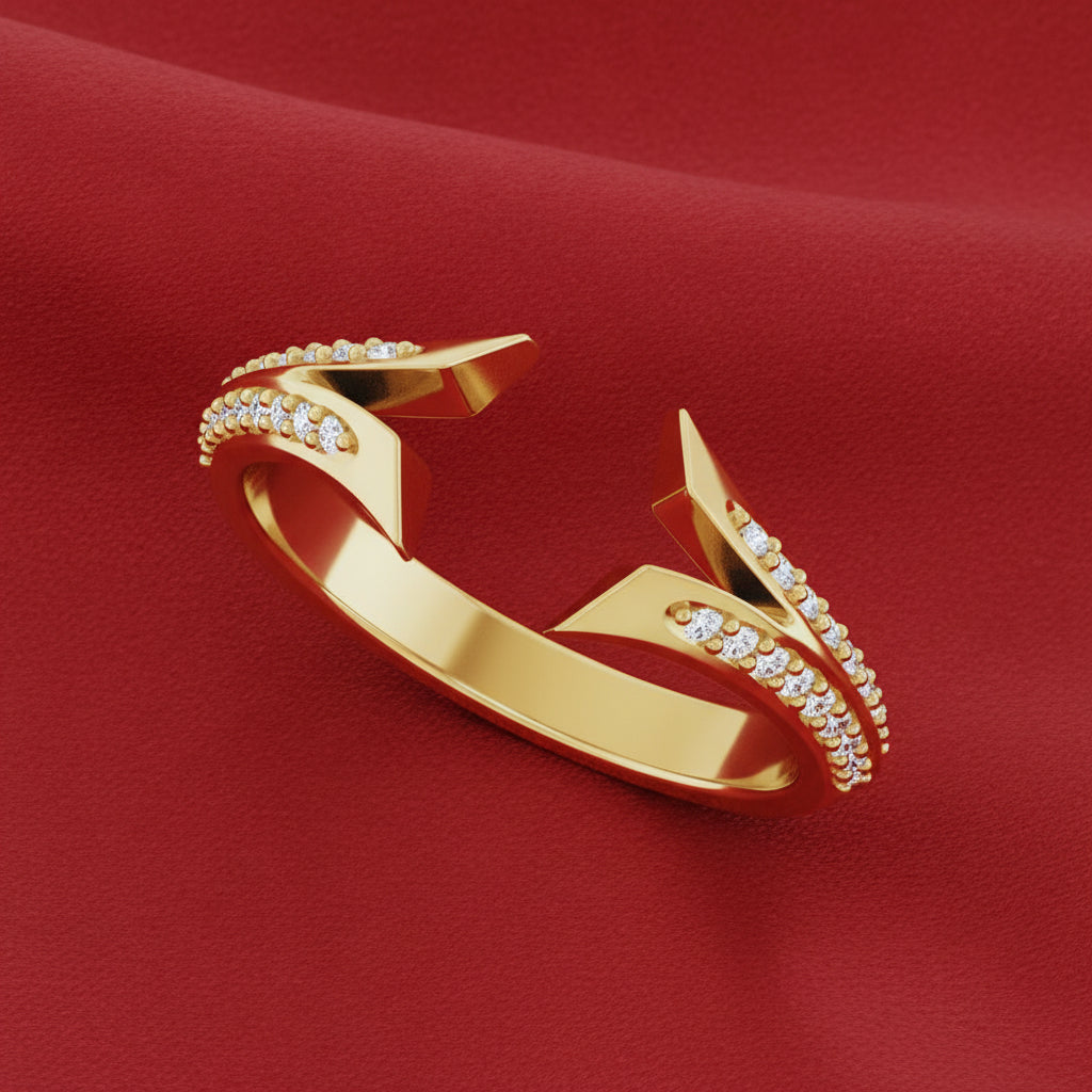 14K Yellow Diamond Split Open Shank