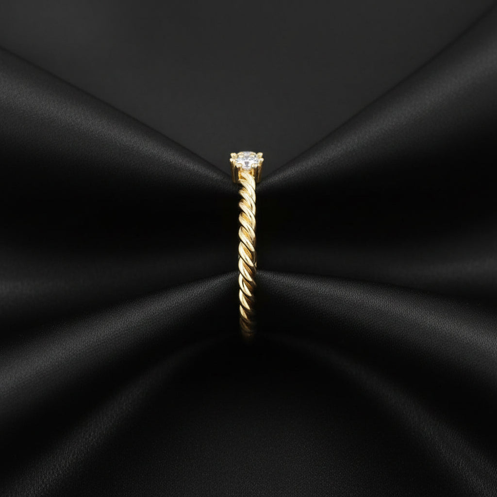 14K Yellow Diamond Rope Anniversary ring
