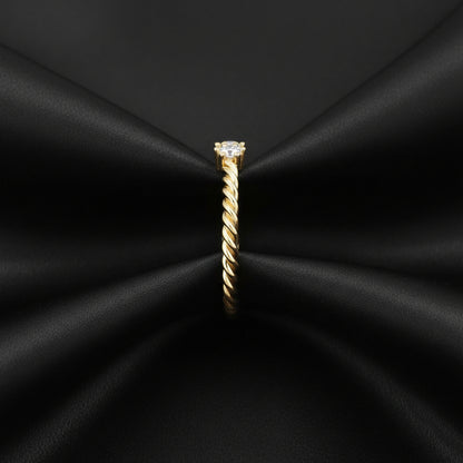 14K Yellow Diamond Rope Anniversary ring