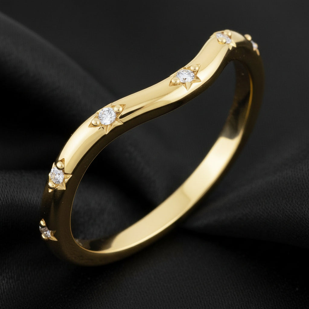 14K Yellow Diamond Contour ring