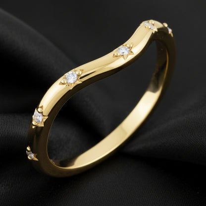 14K Yellow Diamond Contour ring