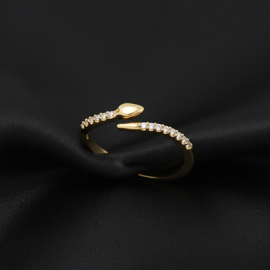 14K Yellow Diamond Snake Bypass Ring