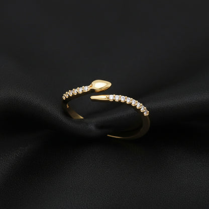 14K Yellow Diamond Snake Bypass Ring