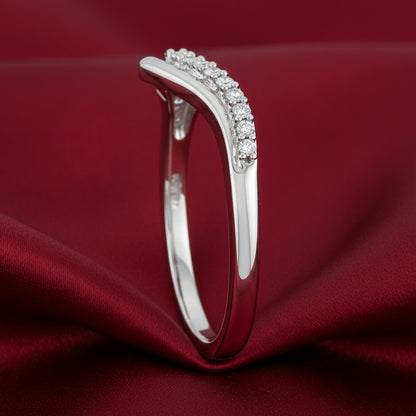 14K White Diamond Contour Band