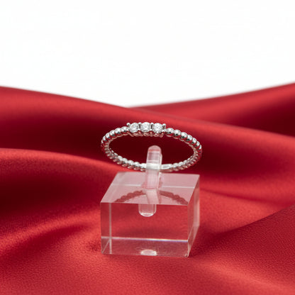 14K White   Diamond Beaded Ring