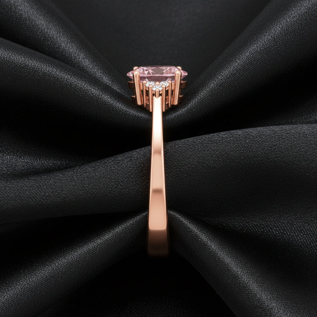 14K Rose Gold Pink Morganite &   Diamond Ring