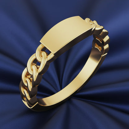 14K Yellow Engravable Chain Link Ring
