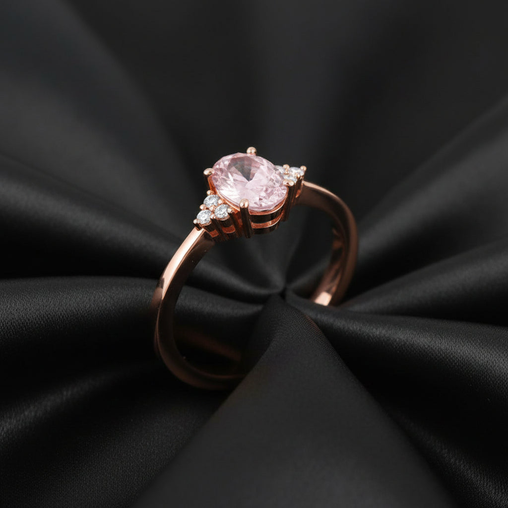 14K Rose Gold Pink Morganite &   Diamond Ring