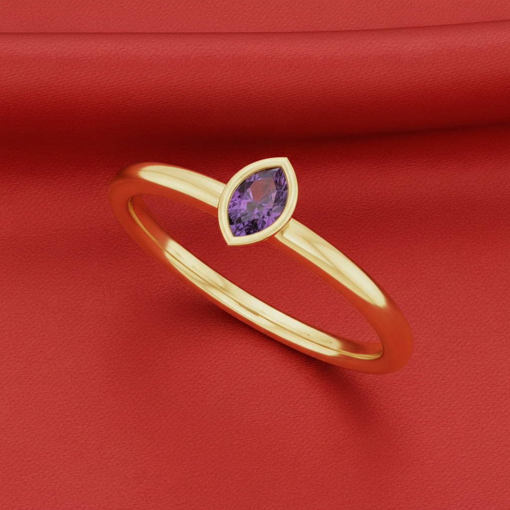 14K Yellow  Amethyst Stackable Ring
