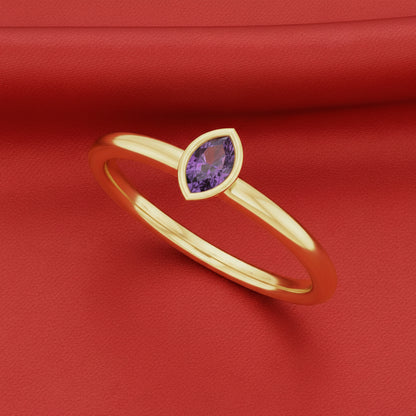 14K Yellow  Amethyst Stackable Ring