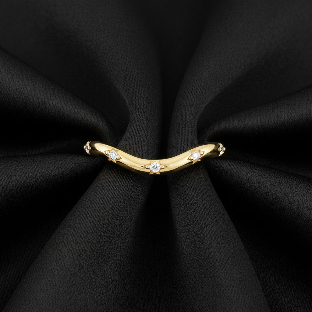 14K Yellow Diamond Contour ring