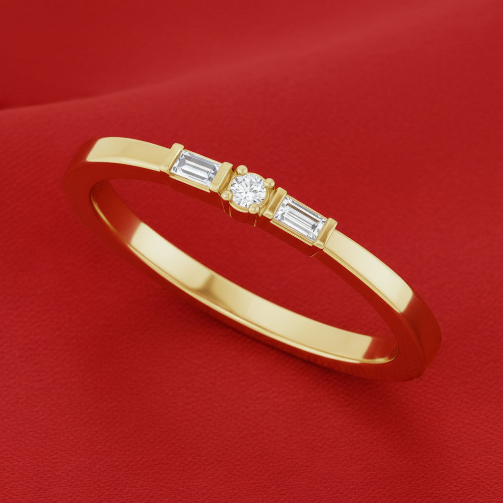 14K Yellow Diamond Stackable Ring
