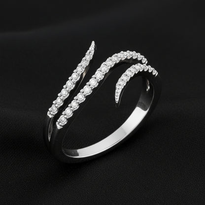 14K White  Diamond Bypass Ring