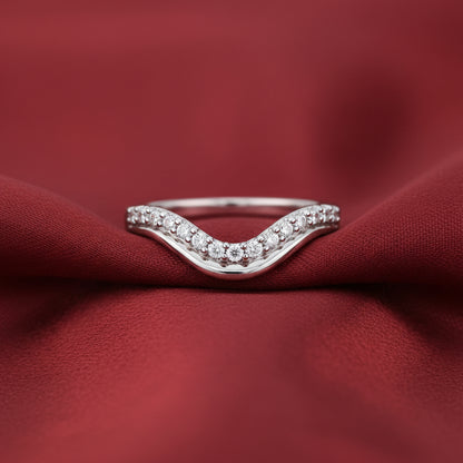 14K White Diamond Contour Band