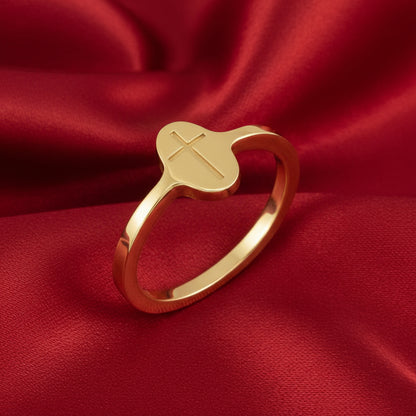 14K Yellow Cross Signet Ring