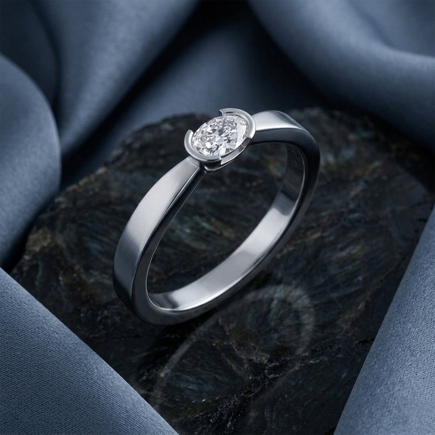 14K White Gold 1/4 CT Natural Diamond Ring