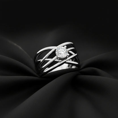 14K White Gold 1/2 CT Lab-Grown Diamond Criss-Cross Ring