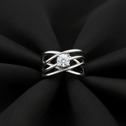 14K White Gold 1/2 CT Lab-Grown Diamond Criss-Cross Ring