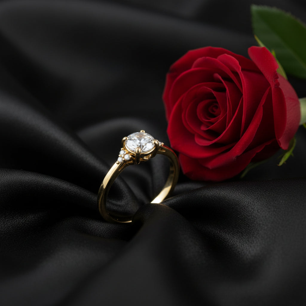 14K Yellow Gold 6.5 mm Round .08 CTW Lab Grown Engagement Ring