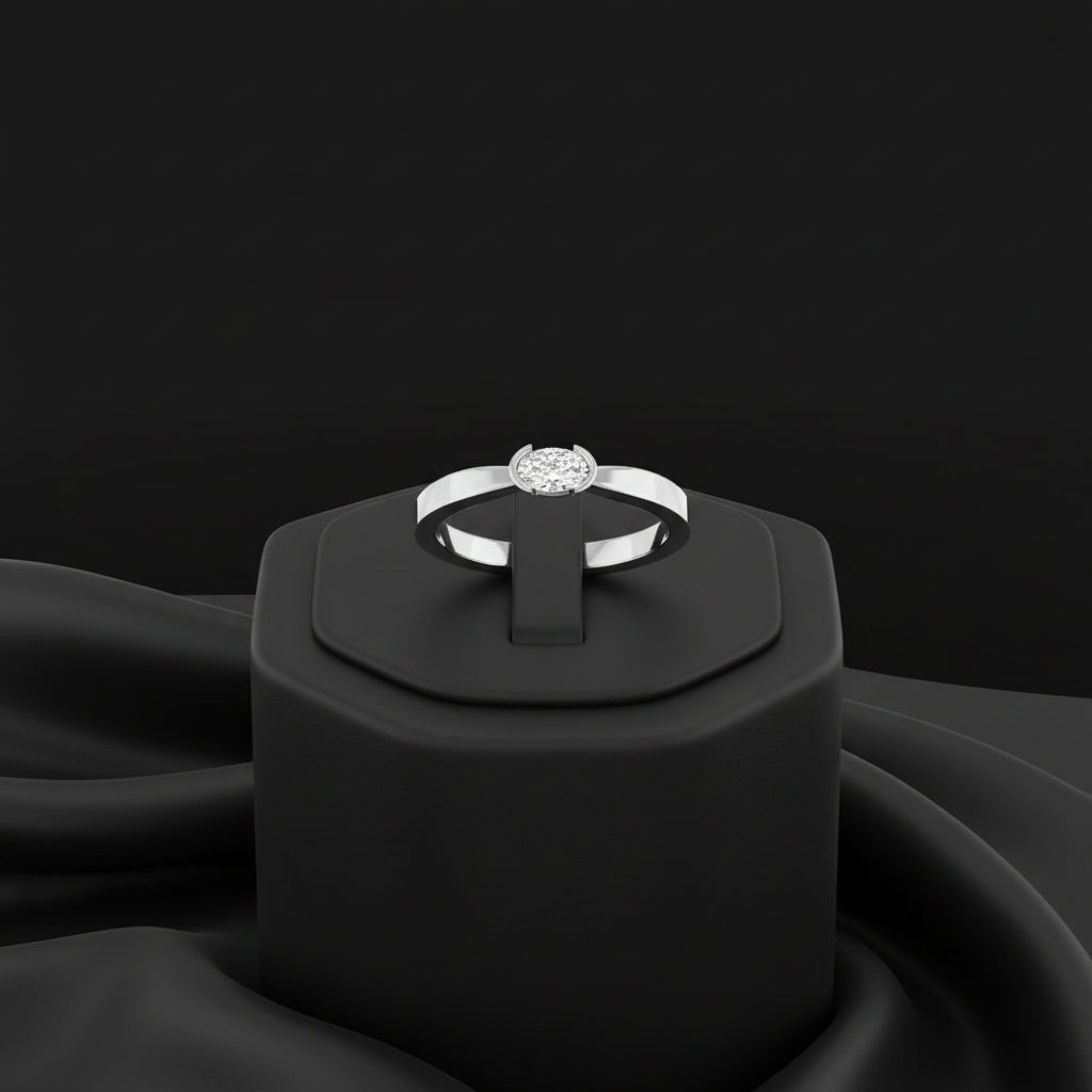 14K White Gold 1/4 CT Natural Diamond Ring
