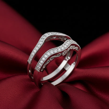 14K White Gold Natural Diamond Ring Guard