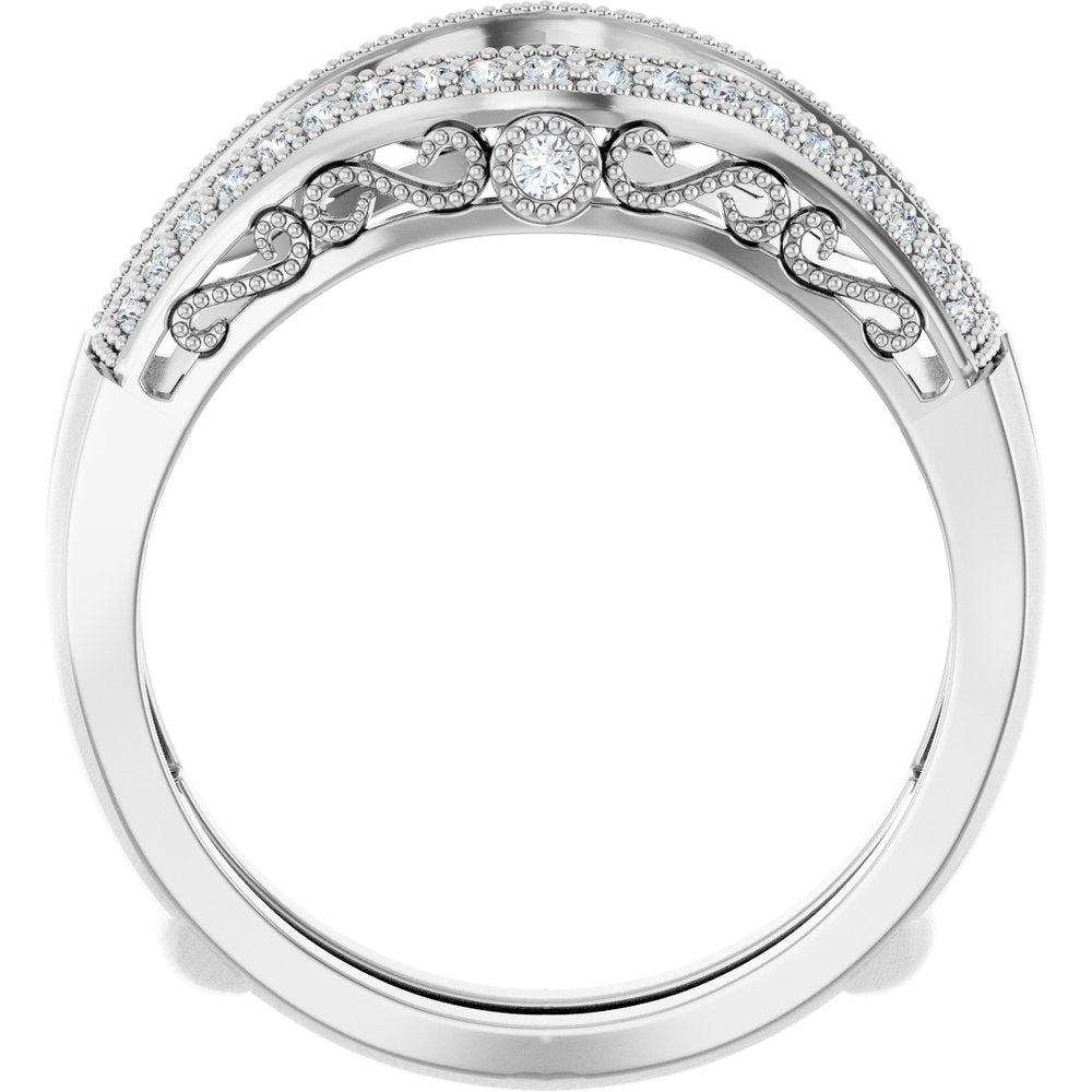14K White Gold Natural Diamond Ring Guard