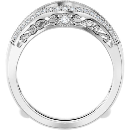 14K White Gold Natural Diamond Ring Guard