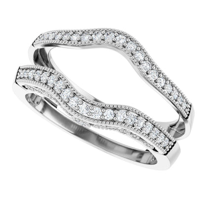 14K White Gold Natural Diamond Ring Guard