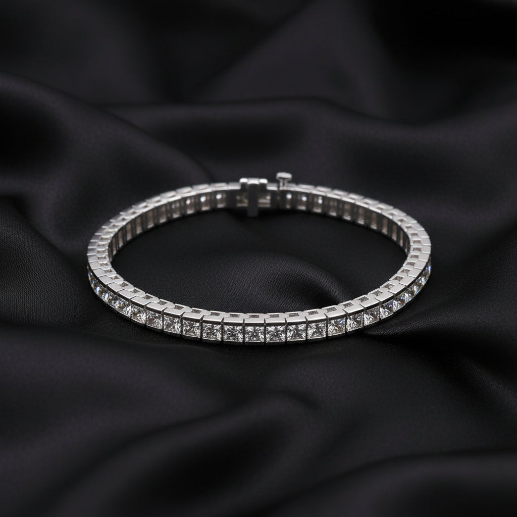 18K White Gold 9 1/3 CTW Natural Diamond Line 7 1/4" Bracelet