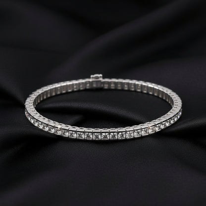 18K White Gold 9 1/3 CTW Natural Diamond Line 7 1/4" Bracelet
