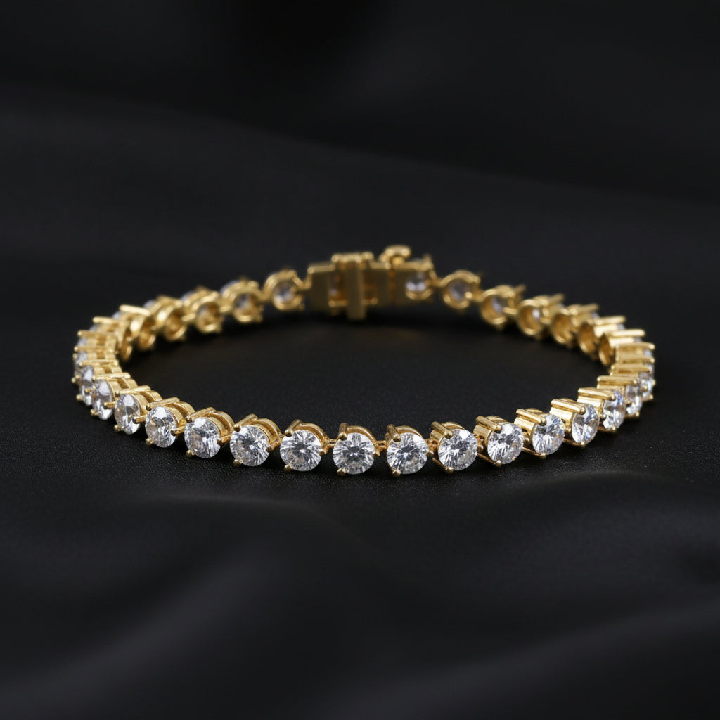 18K Yellow Gold 12 CTW Natural Diamond Line 7 1/4" Bracelet