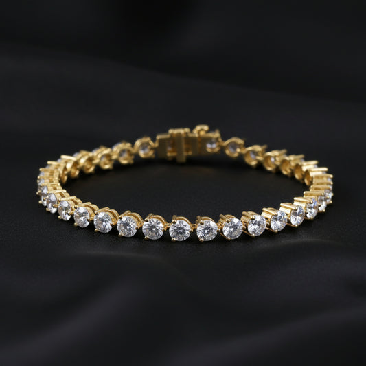 18K Yellow Gold 12 CTW Natural Diamond Line 7 1/4" Bracelet