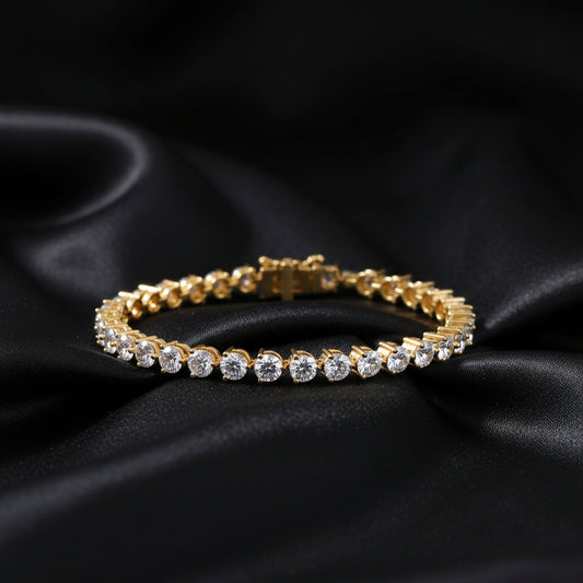 14K Yellow Gold 12 CTW Lab-Grown Diamond Line 7" Bracelet