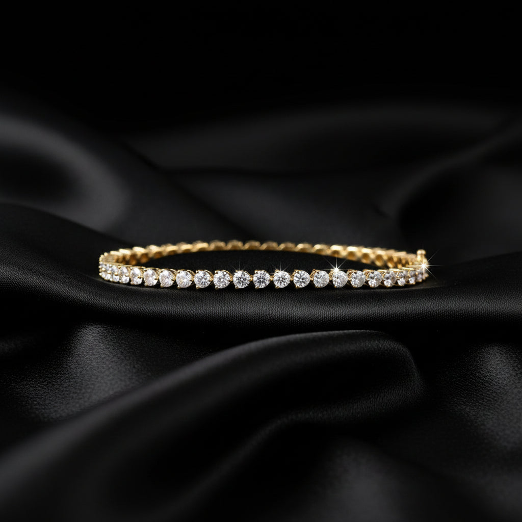 18K Yellow Gold 12 CTW Natural Diamond Line 7 1/4" Bracelet