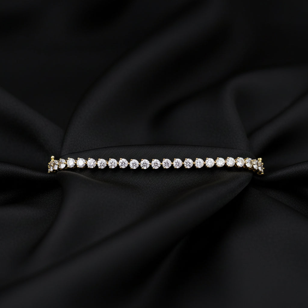 14K Yellow Gold 12 CTW Lab-Grown Diamond Line 7" Bracelet