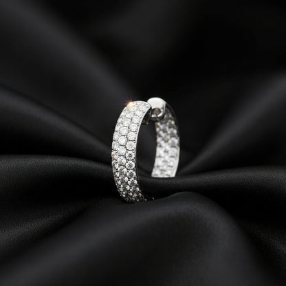 18K White Gold 4 CTW Natural Diamond Inside-Outside Hinged 23.4 mm Hoop Earrings