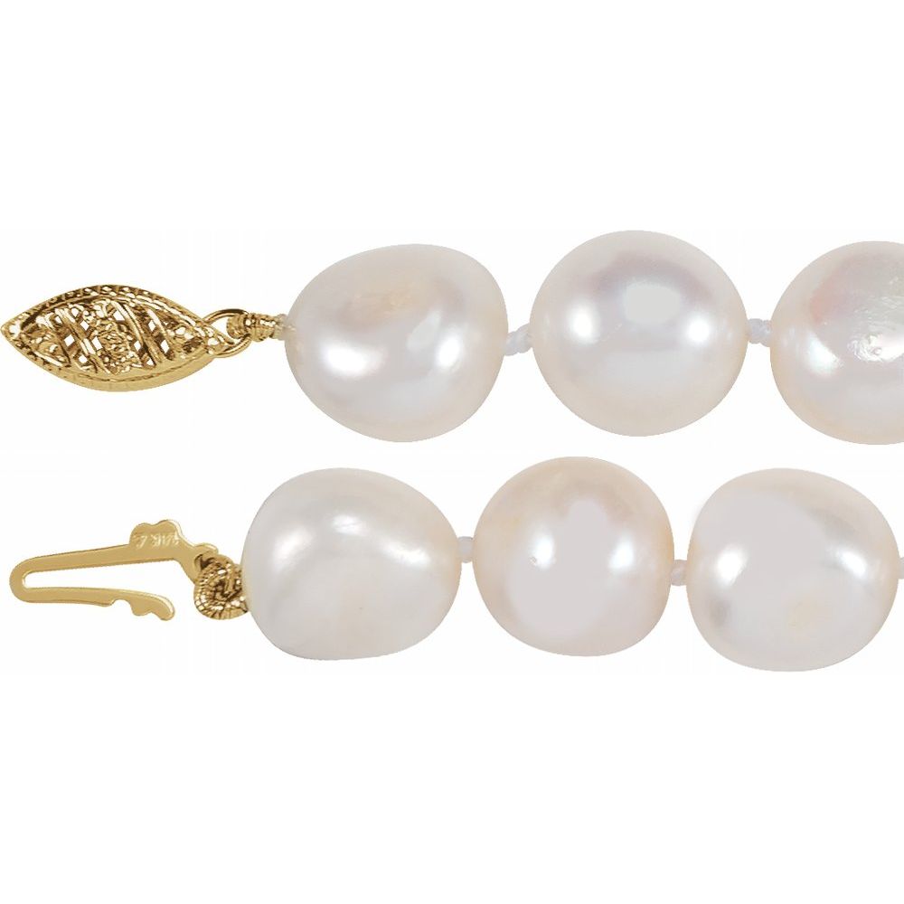 14K Yellow Gold Baroque Cultured White Freshwater Pearl 18" Necklace