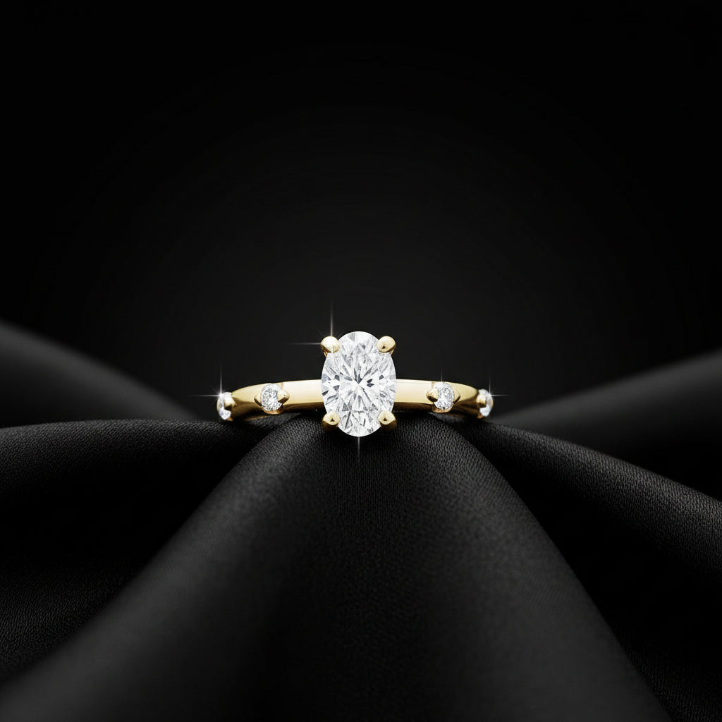 14K Yellow Gold 7x5 mm Oval 1/6 CTW Lab Grown Diamond Engagement Ring