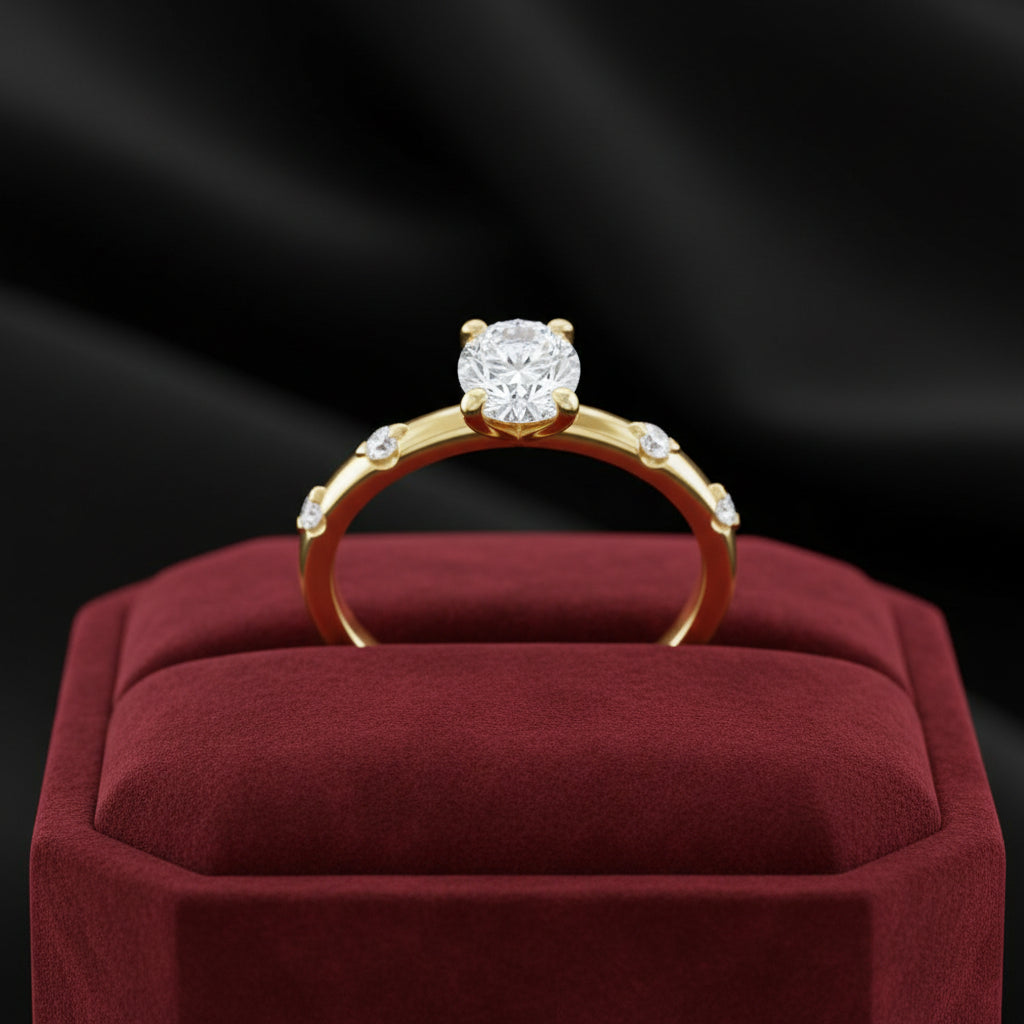 14K Yellow Gold 7x5 mm Oval 1/6 CTW Lab Grown Diamond Engagement Ring