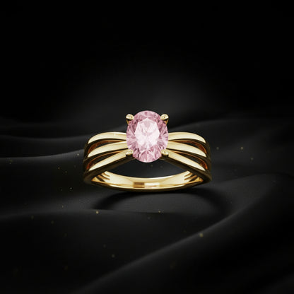 14K Yellow Gold Natural Pink Morganite Ring