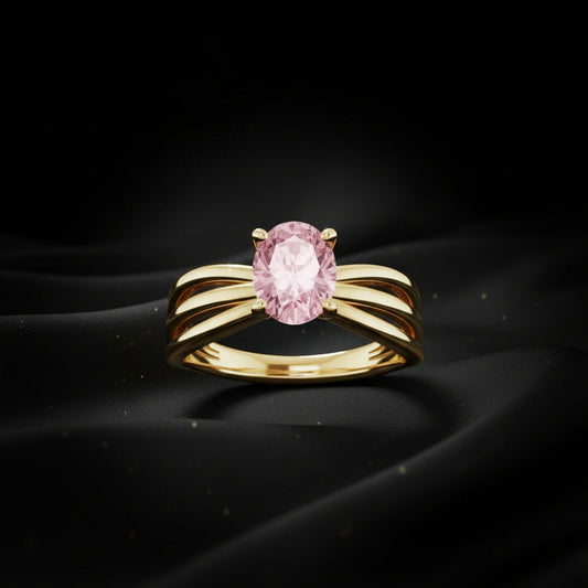 14K Yellow Gold Natural Pink Morganite Ring