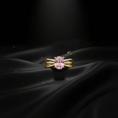 14K Yellow Gold Natural Pink Morganite Ring