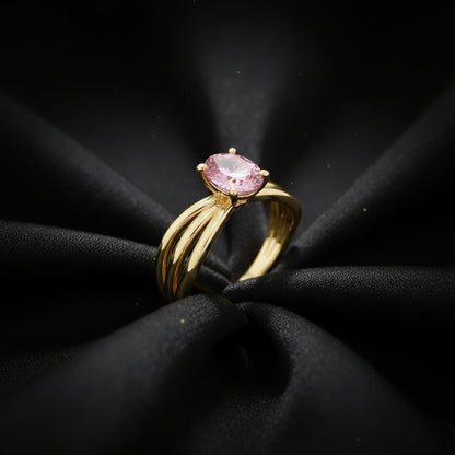 14K Yellow Gold Natural Pink Morganite Ring