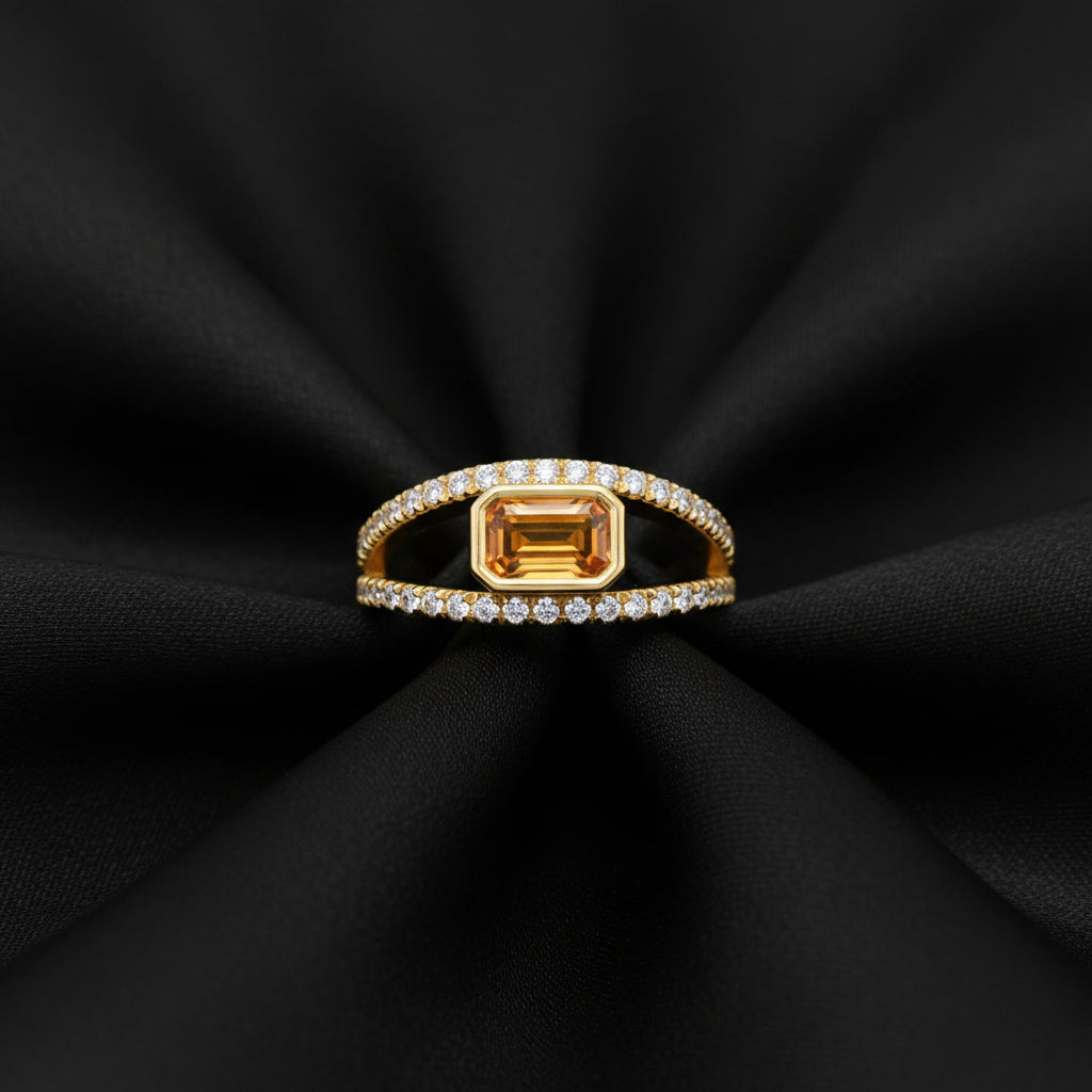 14K Yellow Gold Natural Citrine & 3/8 CTW Natural Diamond Ring