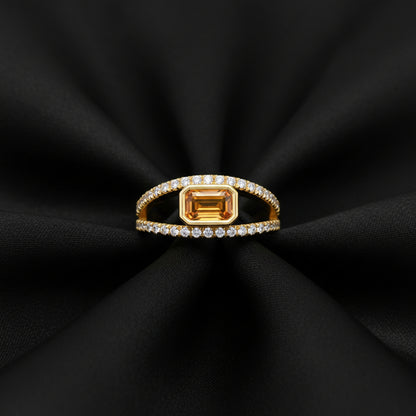 14K Yellow Gold Natural Citrine & 3/8 CTW Natural Diamond Ring