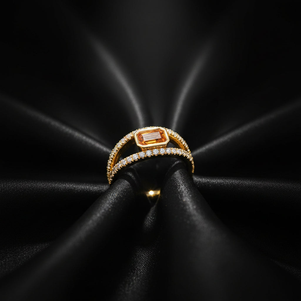 14K Yellow Gold Natural Citrine & 3/8 CTW Natural Diamond Ring